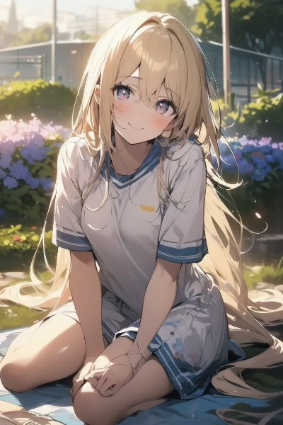 公園で佇む金色の髪の少女