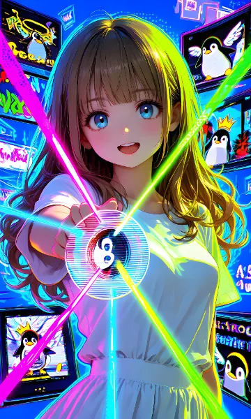 ネオンライトの少女とデジタルワールドの冒険