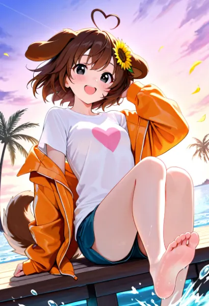 水辺でばしゃばしゃ