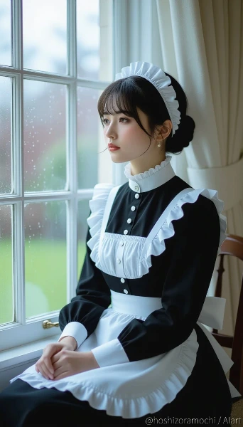 雨音の記憶 ― 黒メイドと窓辺のまなざし