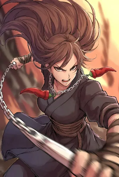 鎖の付いた骨で戦う唐辛子を首に巻くのが戦士の証という文化がある世界線に住む少女
