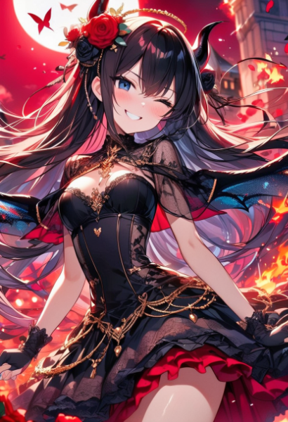 赤い月夜の燃える蝶