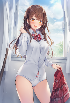 朝の陽光に輝く制服少女