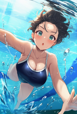 スイミング中のスク水少女