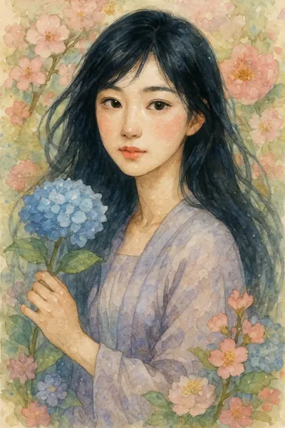 青いアジサイのささやき