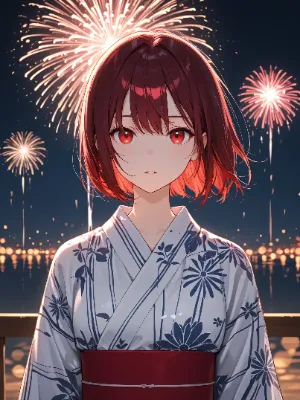 少女と花火