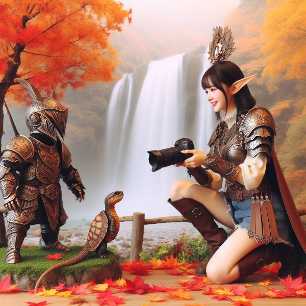 片膝立ちのエルフ