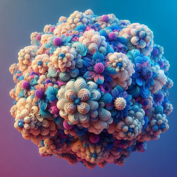 アブストラクトと紫陽花のフラクタクルの3DCG