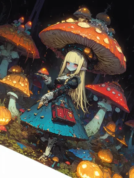 ハロウィン仕様のきのこの森とサイボーグマイコニド娘２