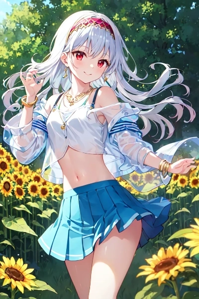 ひまわり畑の女の子