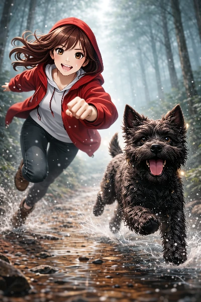 濡れた小道のランデブー