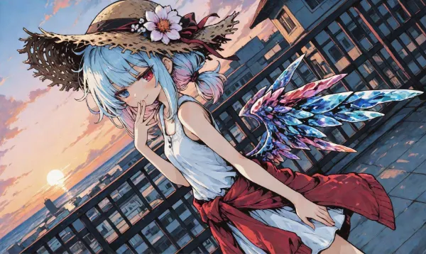 短髪　翼　夕暮れ