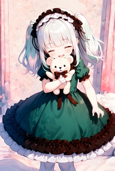 チョコミントカラーのゴシックロリータドレス