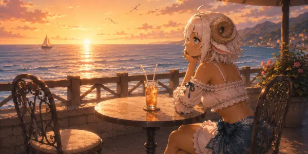 夕陽の海