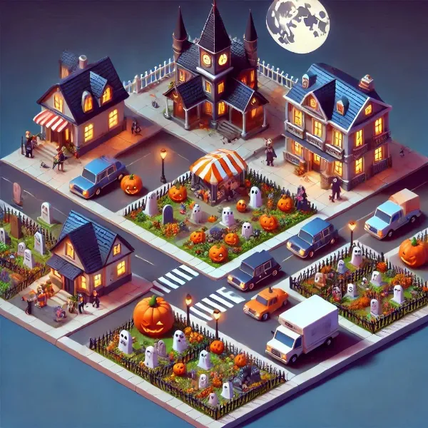 small 3d game isometric_17 Halloween city