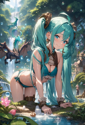 巨人族の少女とドラゴン達