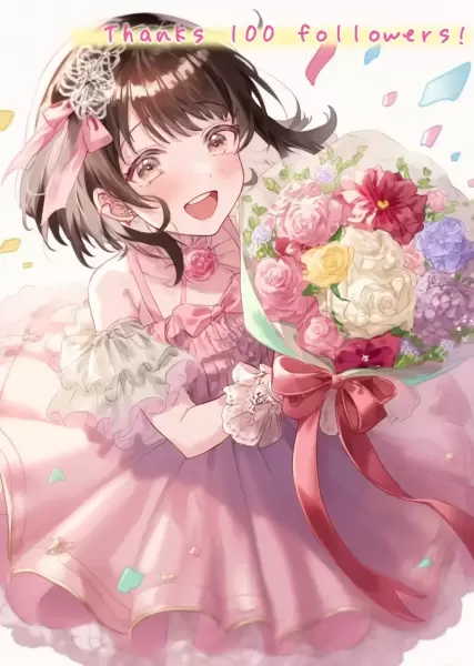 Twitterのフォロワーさん100人記念絵💐