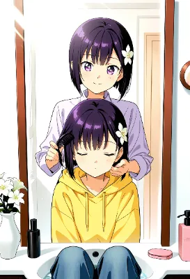 美容室で居眠りするひまり💤