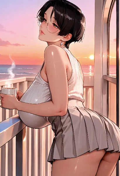 海辺の夕暮れに溶けるコーヒータイム