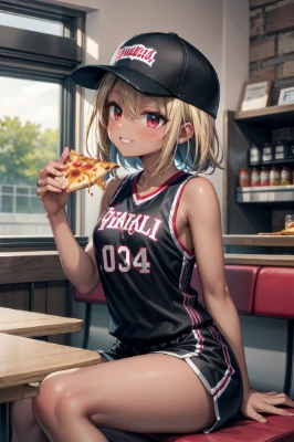 奢りのピザは美味いねえ！