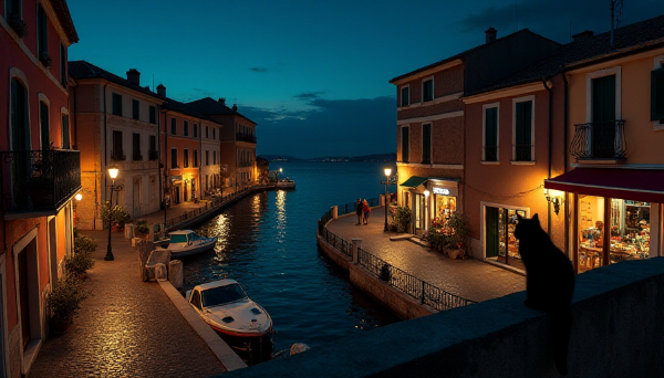 地中海の町（夜）