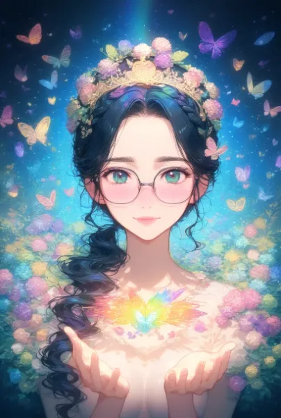 女王蝶🦋　虹色の羽根