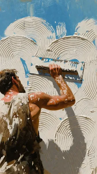 左官職人の油彩厚塗り絵画