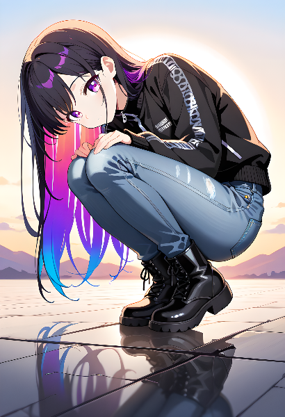 虹が通り抜ける髪