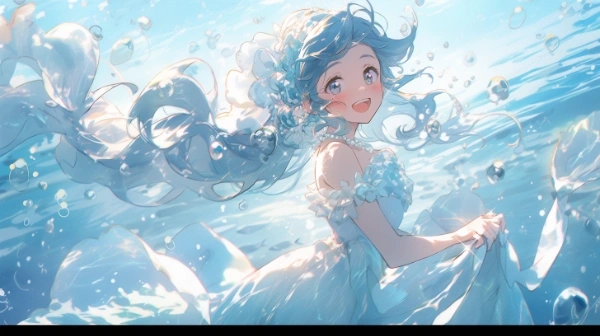 水に女の子。