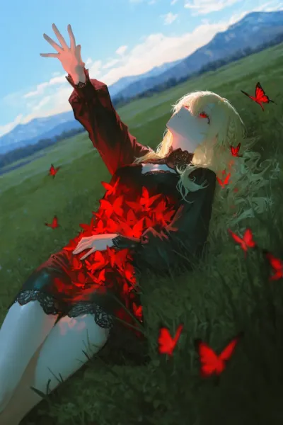 赤い蝶の囁きに導かれる少女