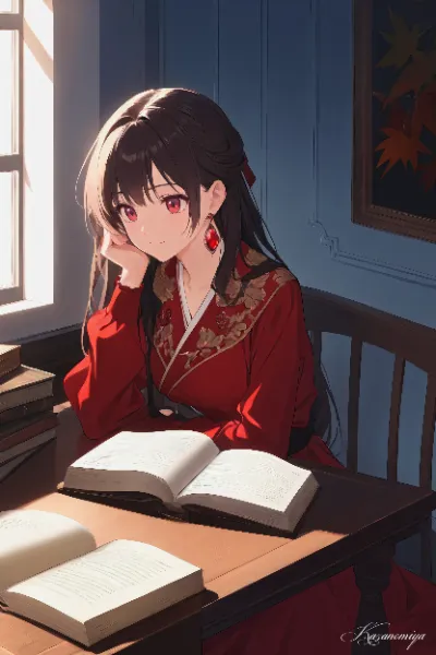 紅葉の窓辺で紡ぐ古の記憶
