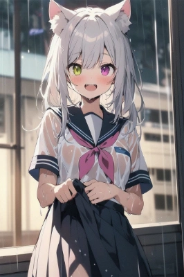 濡れちゃったね…着替えるから向こうむいててくれる？