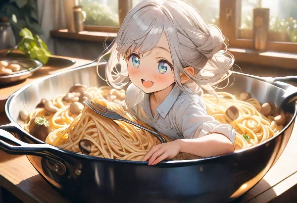 きのことサーモンのパスタ