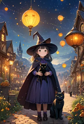 小さな魔女と黒猫の星降る夜
