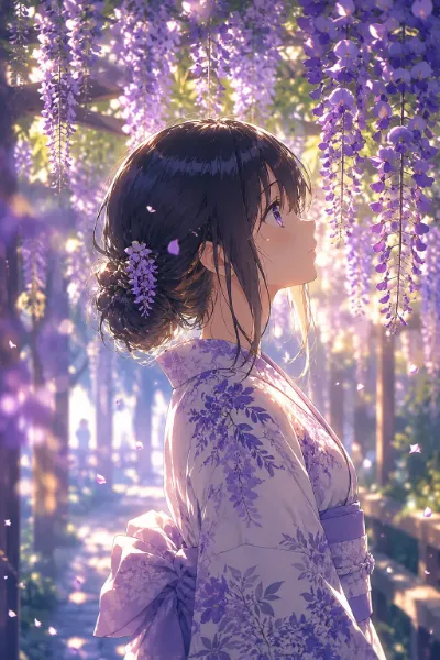 藤の光を見上げて