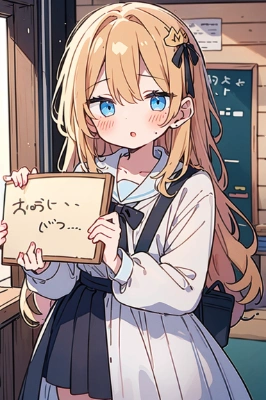 看板を持った少女