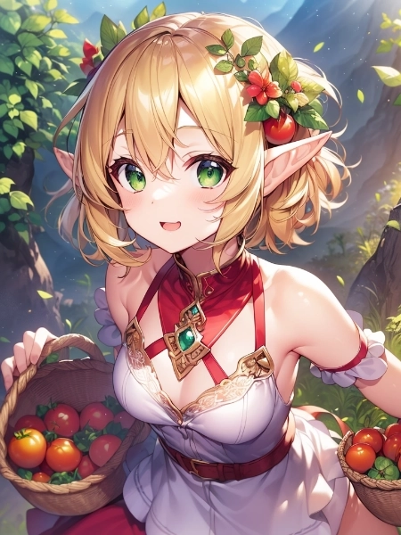 収穫中のエルフちゃん