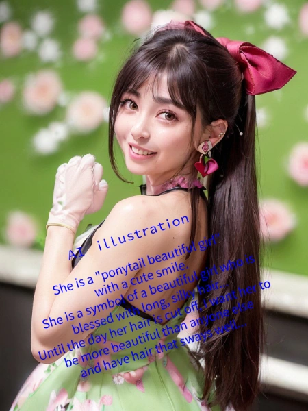 ワンピースで笑顔なポニーテール美少女