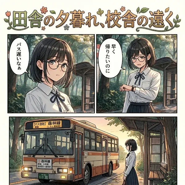 田舎の夕暮れ、校舎の遠く(comic+img)