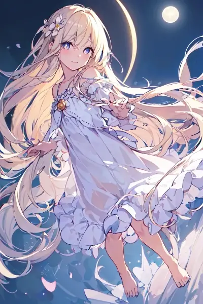 月夜に佇む金色の髪の少女