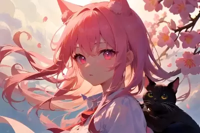 桜×美少女×猫