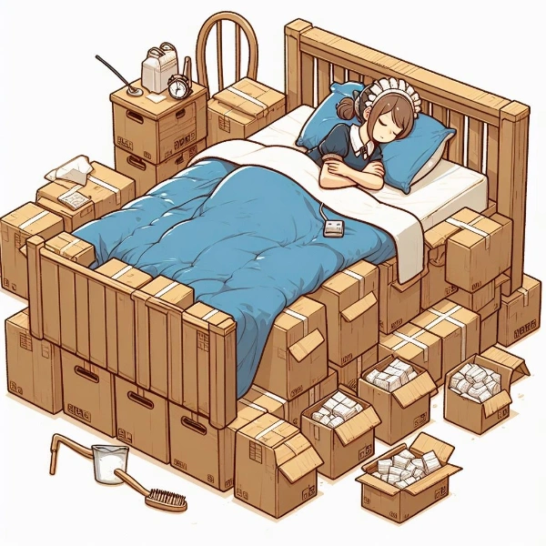 段ボールベッドでお昼寝