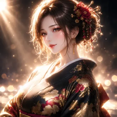 金色の光に輝く花の装い