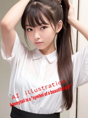 髪を縛るポニーテール美少女