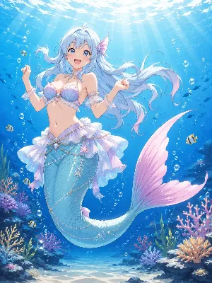 陽光差し込む海で踊る人魚の日常