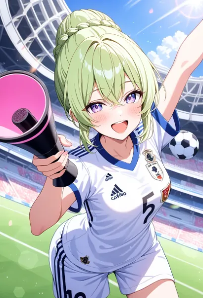 サッカーの応援だ(*^▽^*)