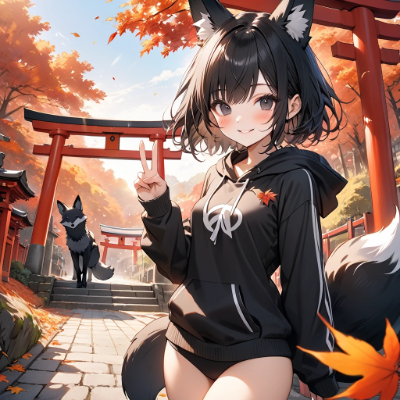 黒髪狐耳の女の子3