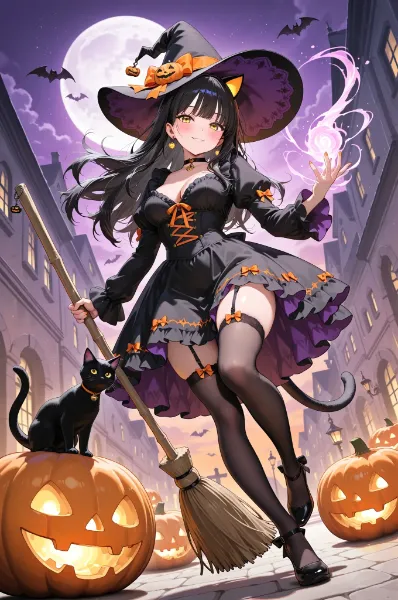 満月の街で輝く魔女の夜