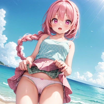 ピンク髪な娘のパンツ