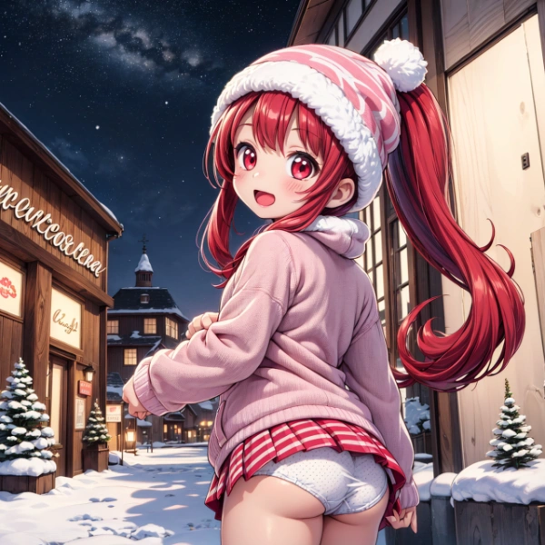 赤髪ポニーテールな娘のパンツ